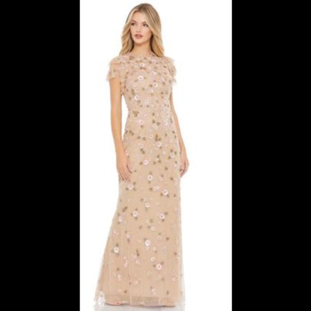 (5) NWT Mac Duggal  FLUTTER SLEEVE GOWN MSRP $538, Sz 6